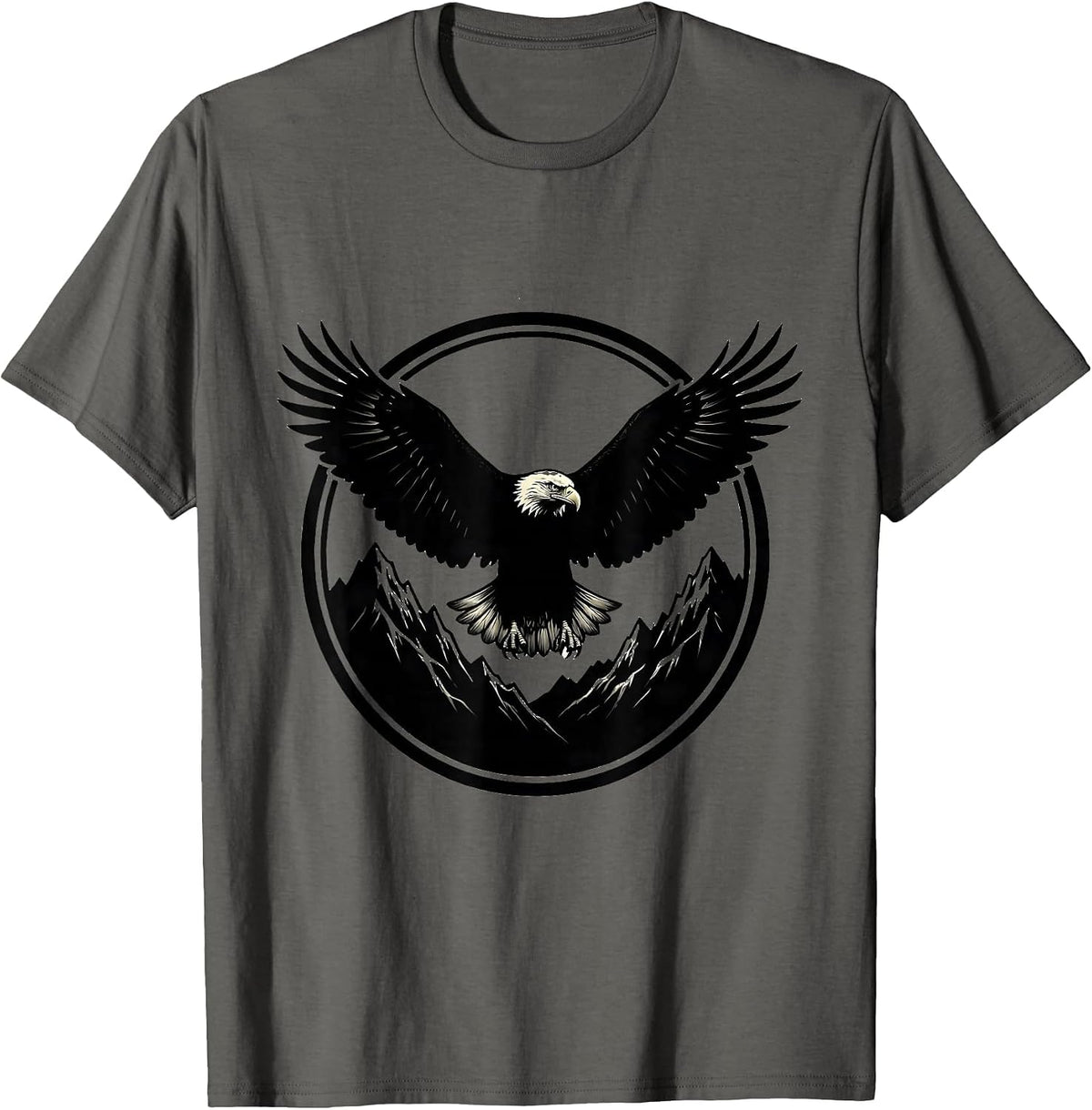 Men's Bald Eagle Mountain Peaks Western Wildlife T-Shirt - Asphalt Grey