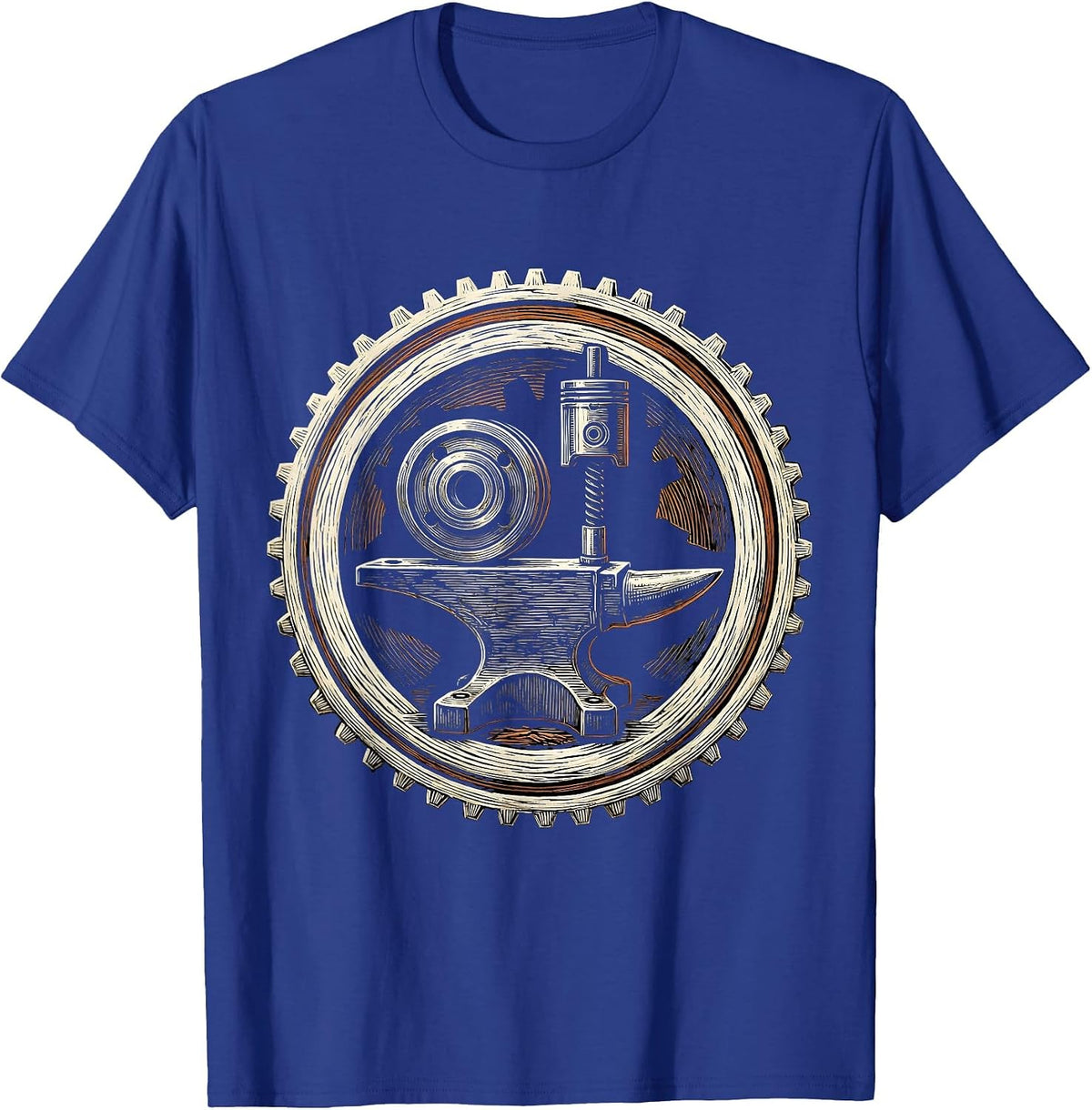 Valley Forge Automotive Drum Piston Anvil Graphic T-Shirt - Royal Blue