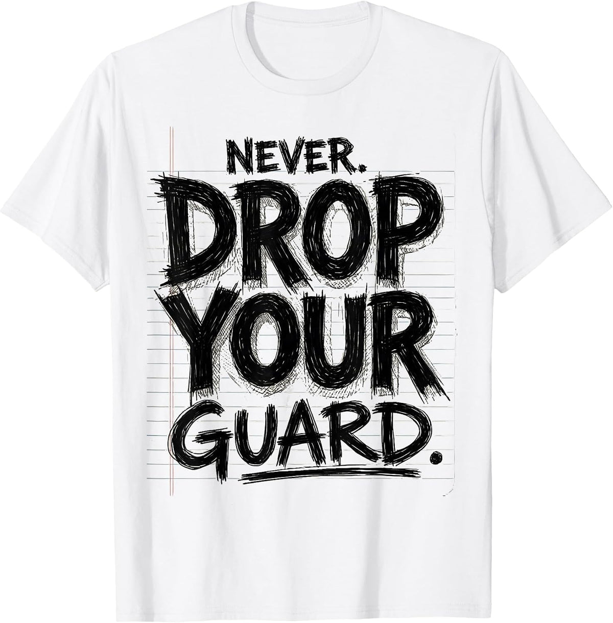 Men's Never Drop Your Guard Boxing Graphic Design T-Shirt - White