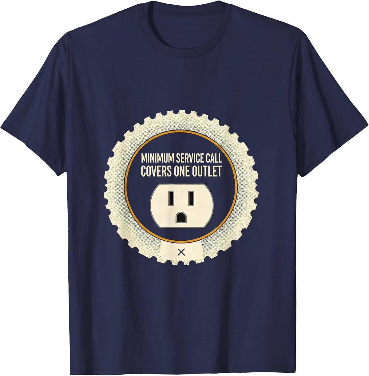 Men's Minimum Service Call Covers One Outlet Funny Electrician T-Shirt - Navy Blue
