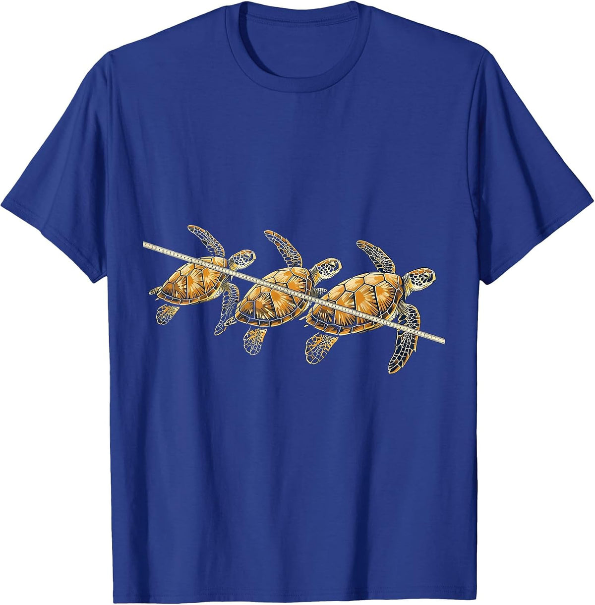 Sea Turtle Row Wood Type Letterpress Ocean Animal Lover T-Shirt - Royal Blue