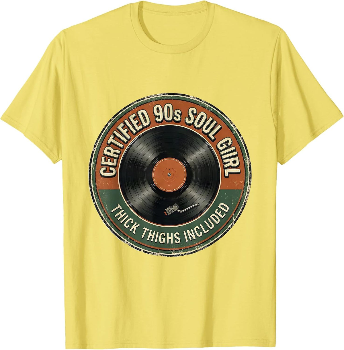 Men's Certified 90s Soul Girl Thick Thighs Included Vintage T-Shirt - Lemon Yellow