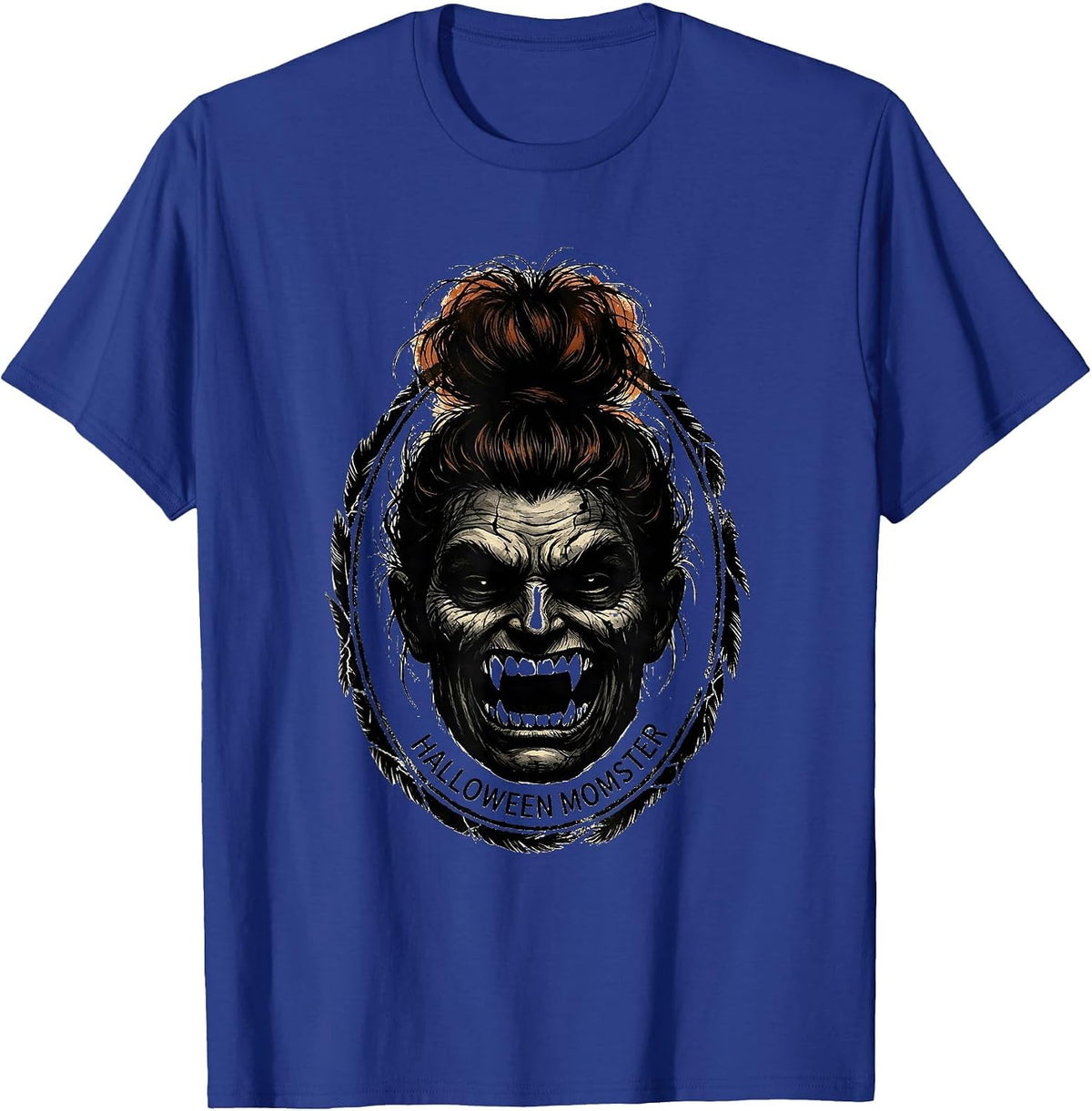 Halloween Momster Rubber Stamp Funny Mom Halloween Costume T-Shirt - Royal Blue