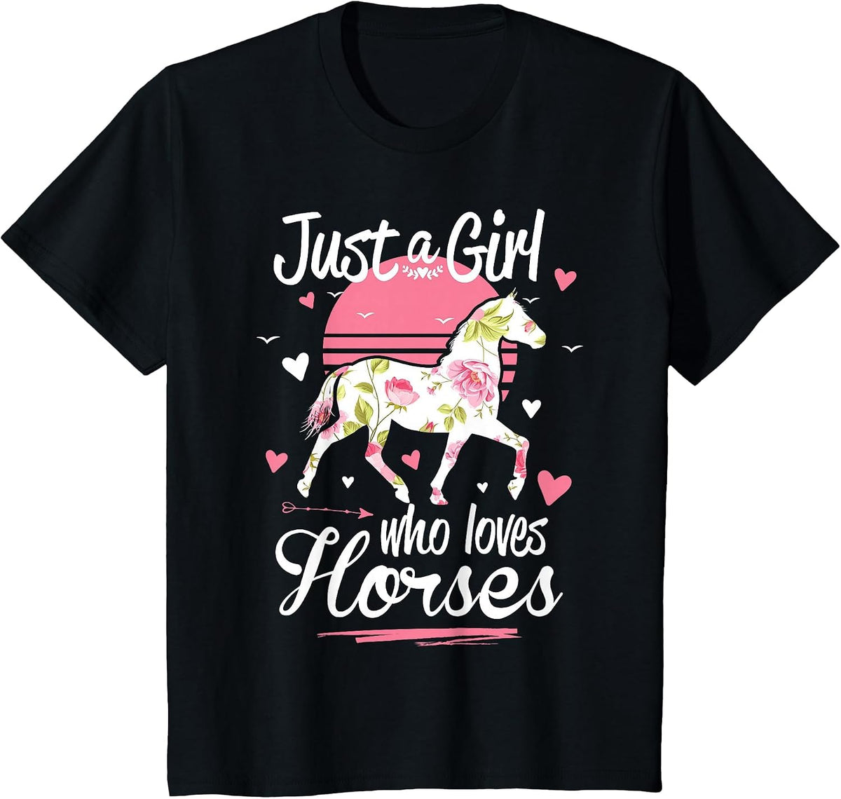Just A Girl Who Loves Horses Shirt Vintage T-Shirt - Black