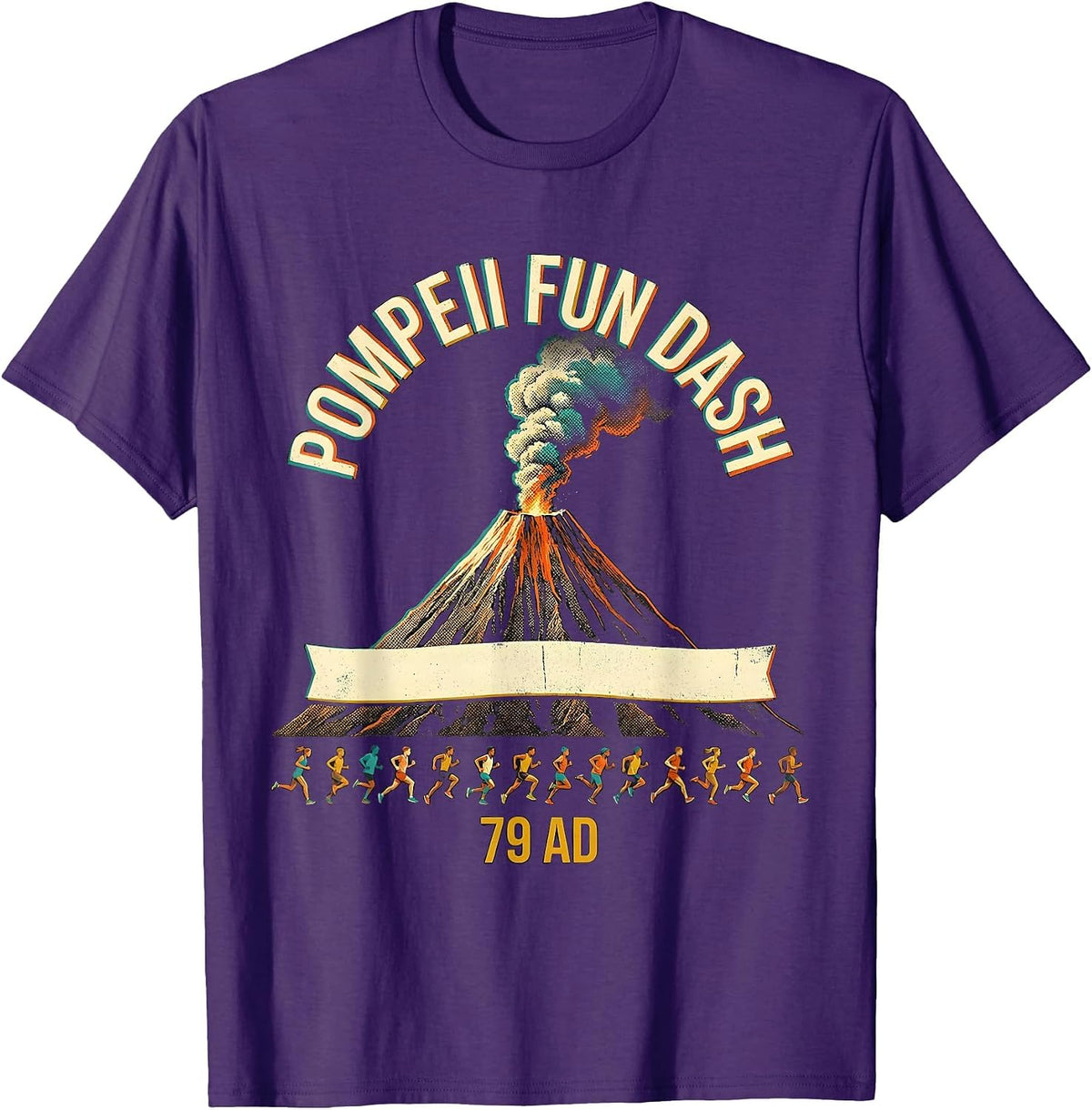 Men's Pompeii Fun Dash 79 AD Funny Volcano History Geography Humor T-Shirt - Purple