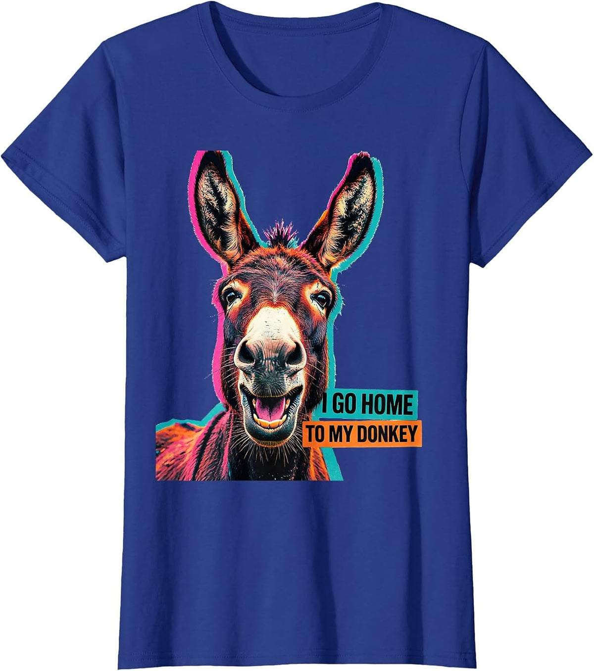Women's I Go Home To My Donkey Funny Donkey Lover Animal Humor T-Shirt - Royal Blue