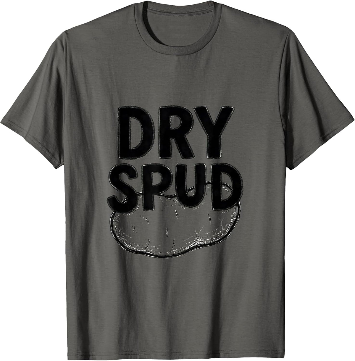 Men's Dry Spud Funny Potato Humor Novelty Couples Gift T-Shirt - Asphalt Grey