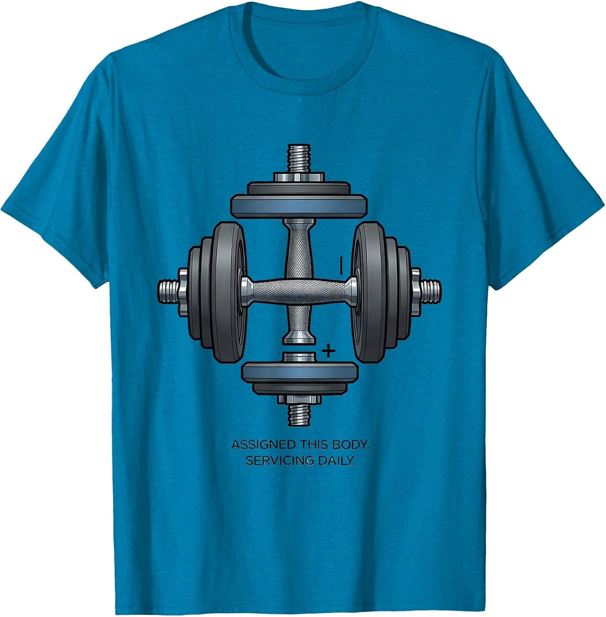 Assigned This Body Servicing Daily Christian Gym T-Shirt - Sapphire Blue