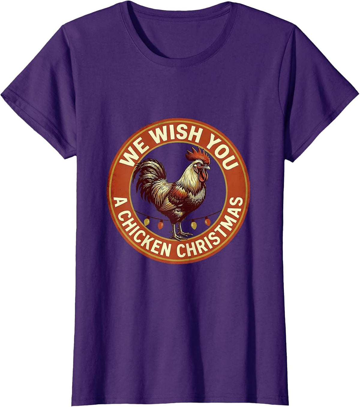 Women's We Wish You A Chicken Christmas Funny Chicken Lover Holiday T-Shirt - Purple