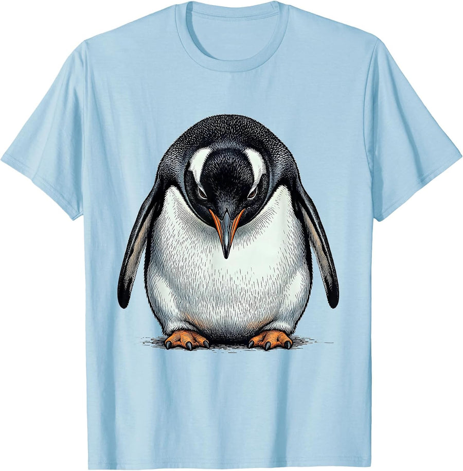 Men's Penguin Belly Funny Animal Lover Halloween Costume T-Shirt - Baby Blue
