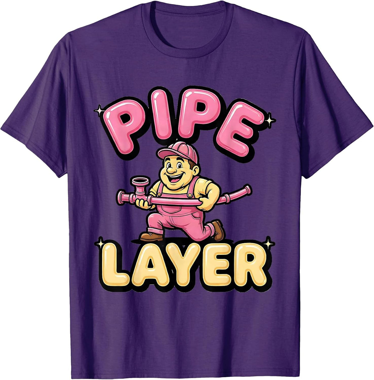 Men's Pipe Layer Crude Adult Gag-Gift Humor T-Shirt - Purple