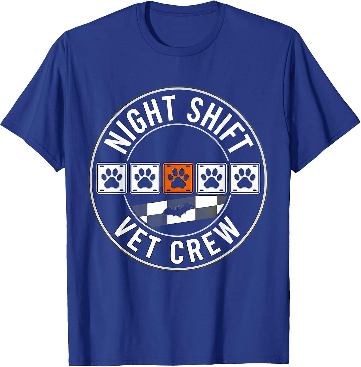 Night Shift Vet Crew Racing Livery Vet Tech Halloween Humor T-Shirt - Royal Blue
