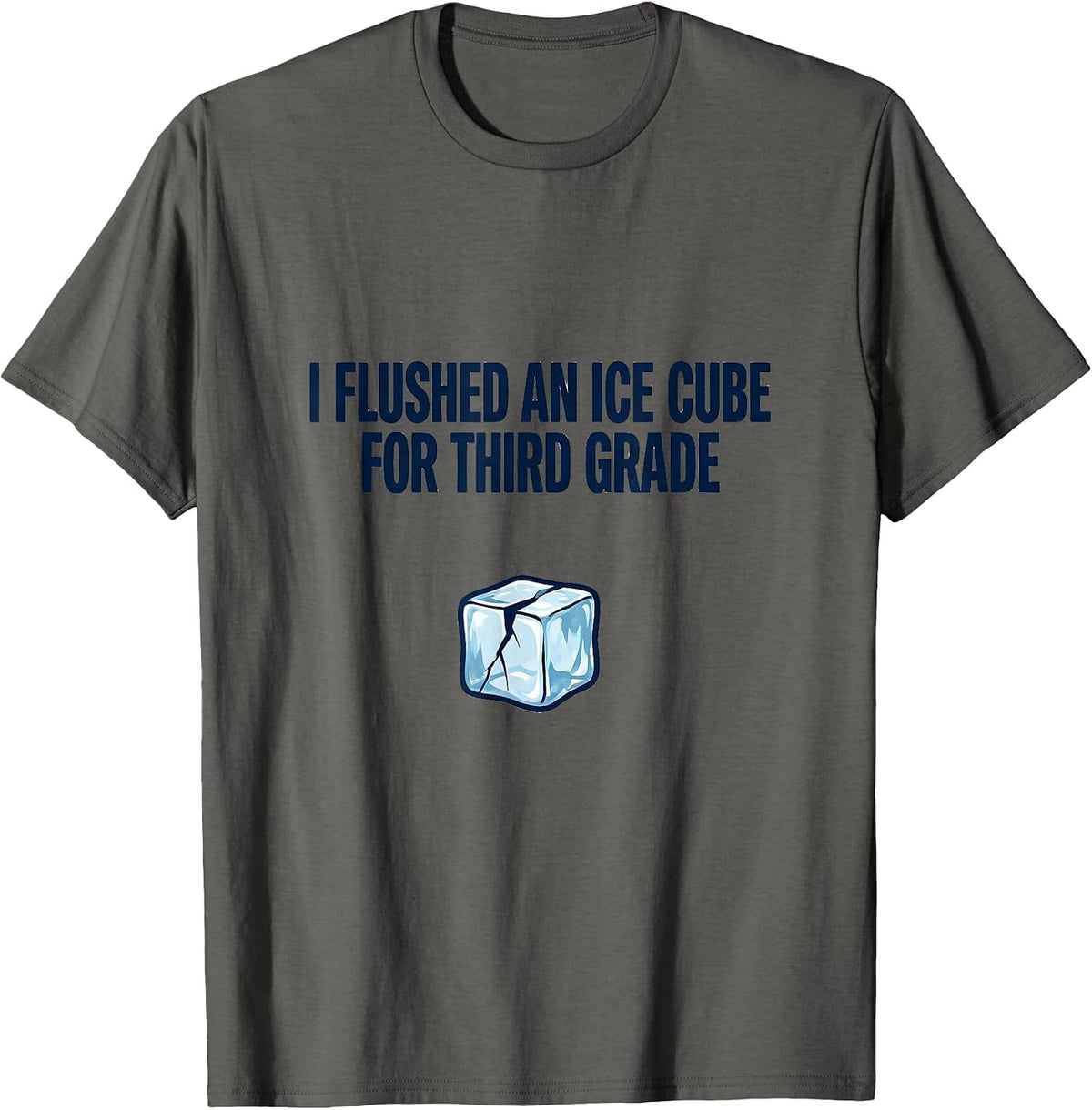 I Flushed An Ice Cube For Third Grade Funny Teacher T-Shirt - Asphalt Grey
