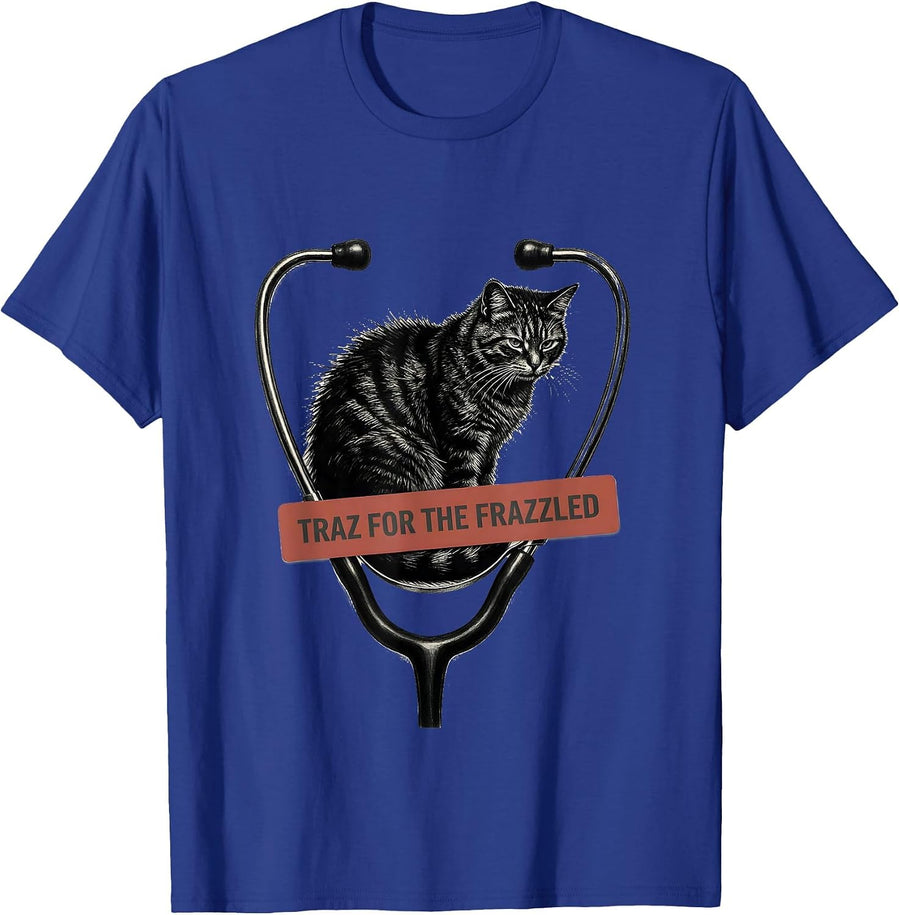 Traz For The Frazzled Funny Veterinary Technician Vet Tech T-Shirt - Royal Blue