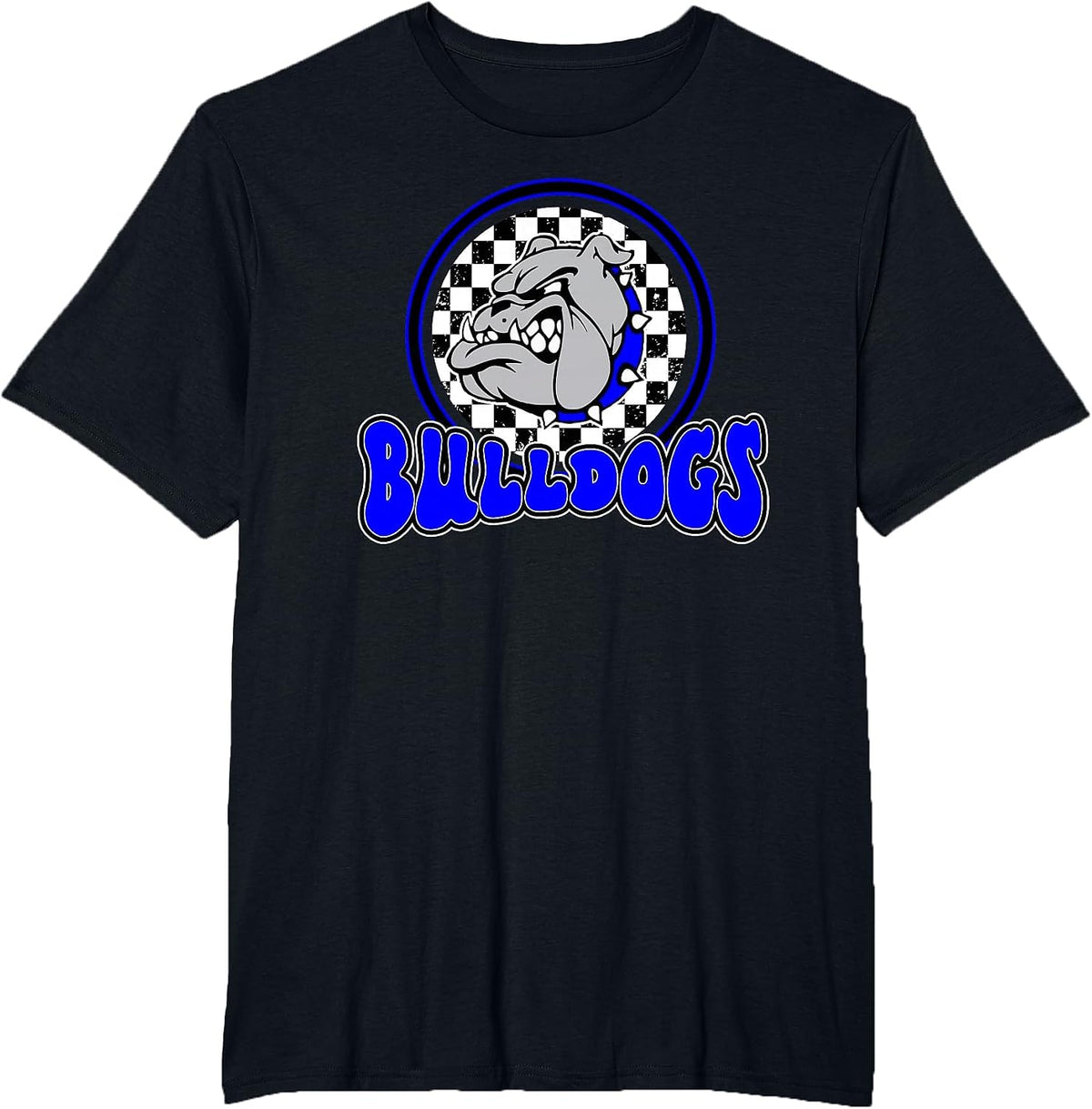 Bulldogs School Spirit Blue Black Retro T-Shirt - Black