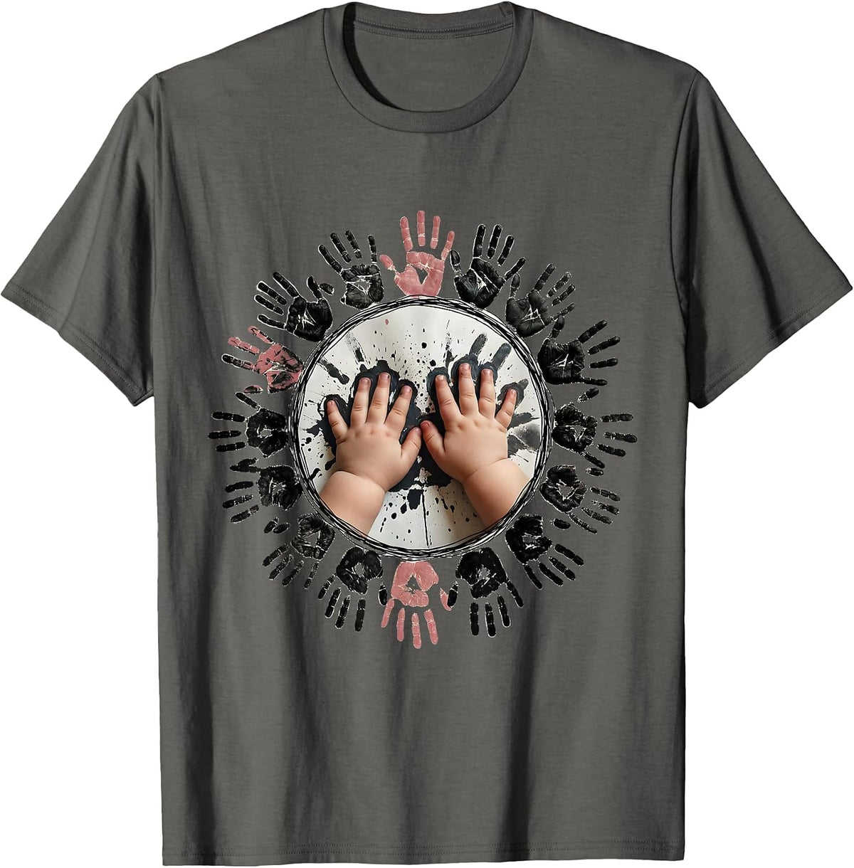 Kindergarten Teacher Little Handprints Art Design T-Shirt - Asphalt Grey
