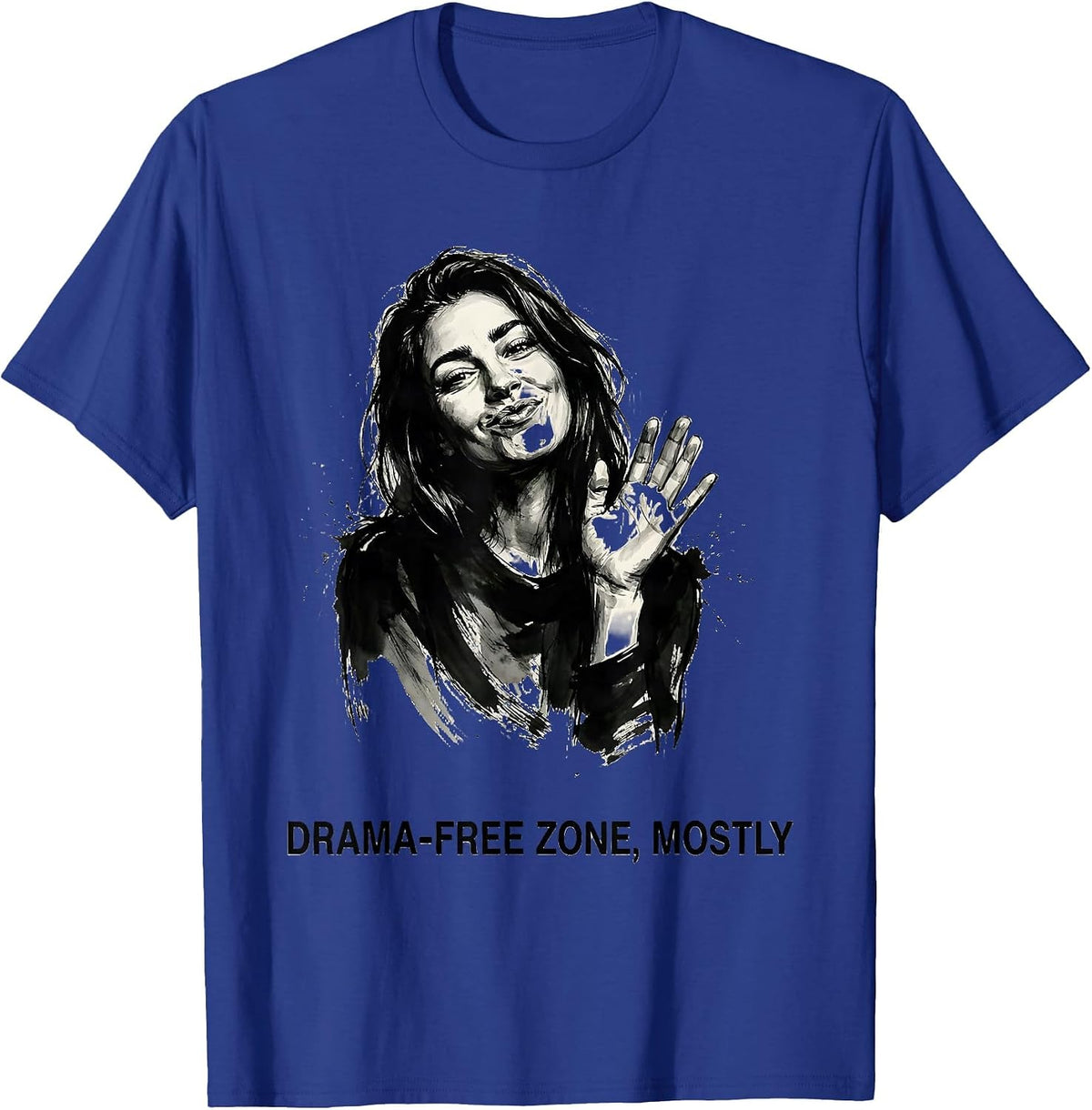 Men's Drama-Free Zone Mostly Funny Women Design T-Shirt - Royal Blue