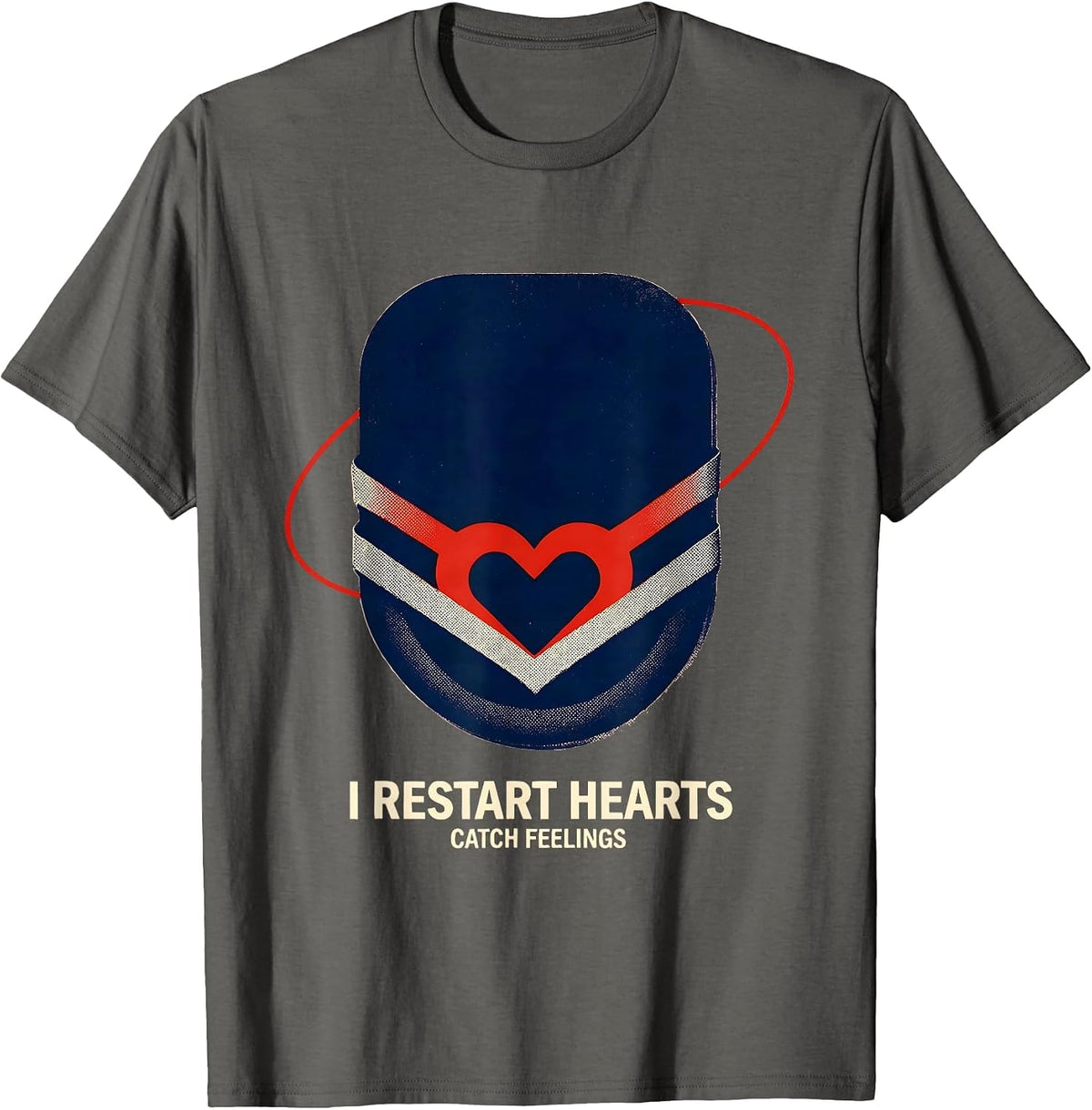 I Restart Hearts Catch Feelings Funny Nurse Valentine T-Shirt - Asphalt Grey