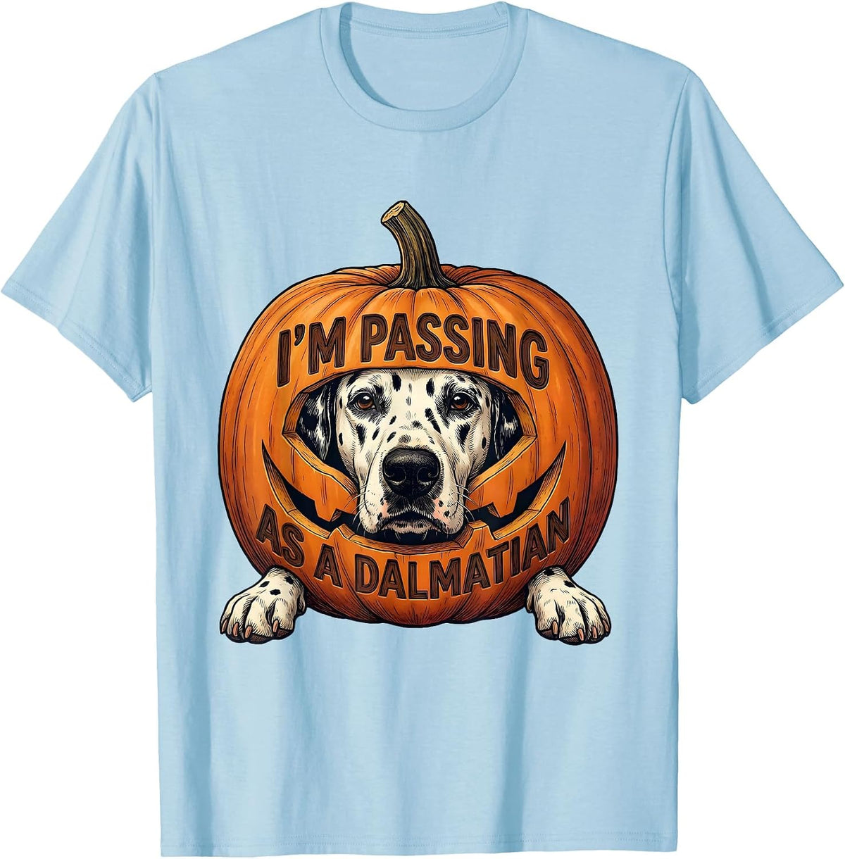 Men's I'm Passing As A Dalmatian Funny Dalmatian Dog Halloween T-Shirt - Baby Blue