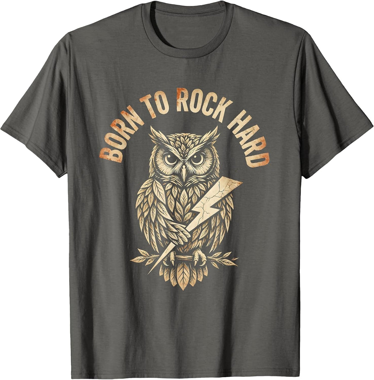Born To Rock Hard Vintage Rock Band Men Design T-Shirt - Asphalt Grey