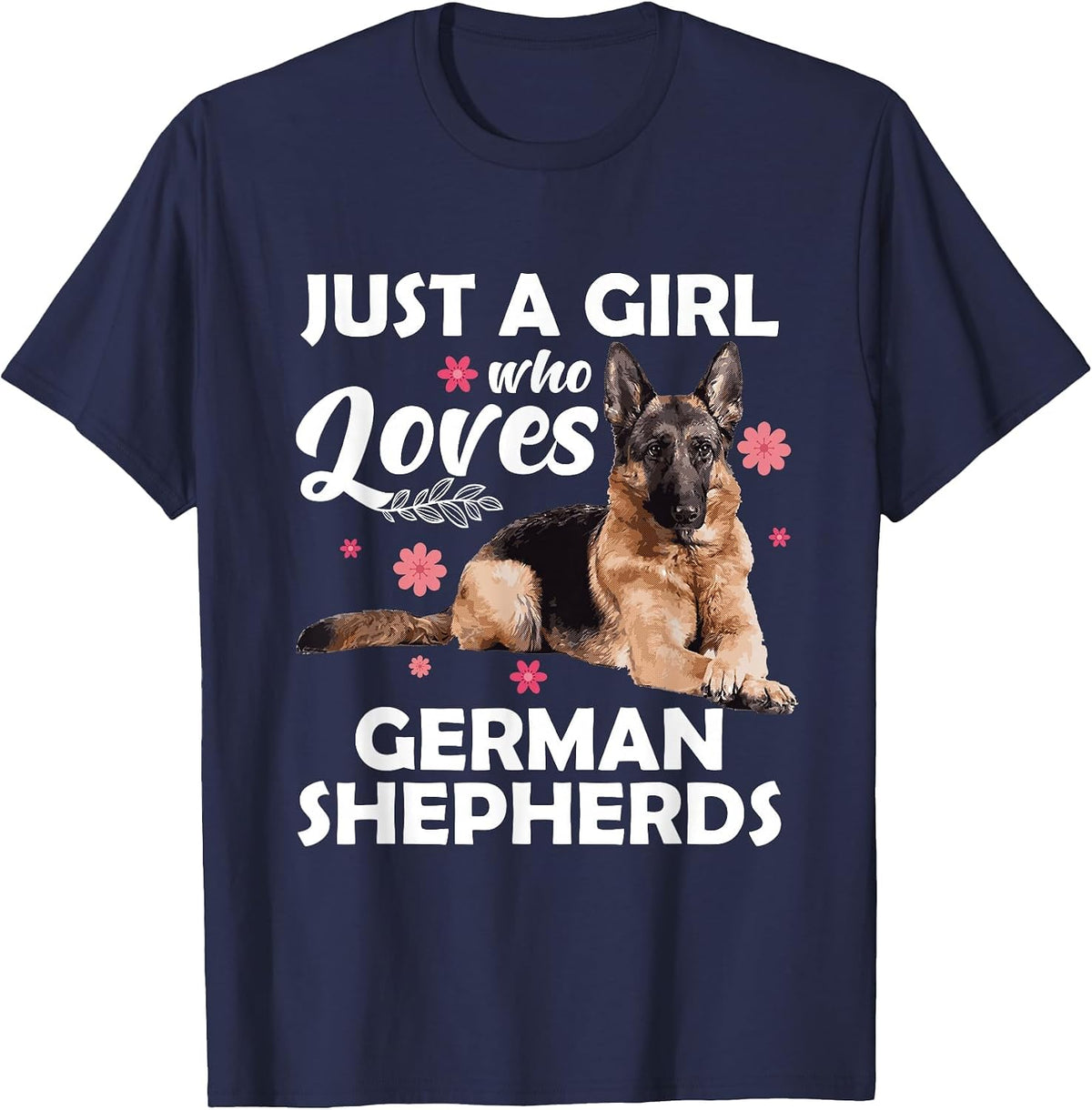 Funny German Shepherd Art for Girls Women Kids Dog Lovers T-Shirt - Navy Blue
