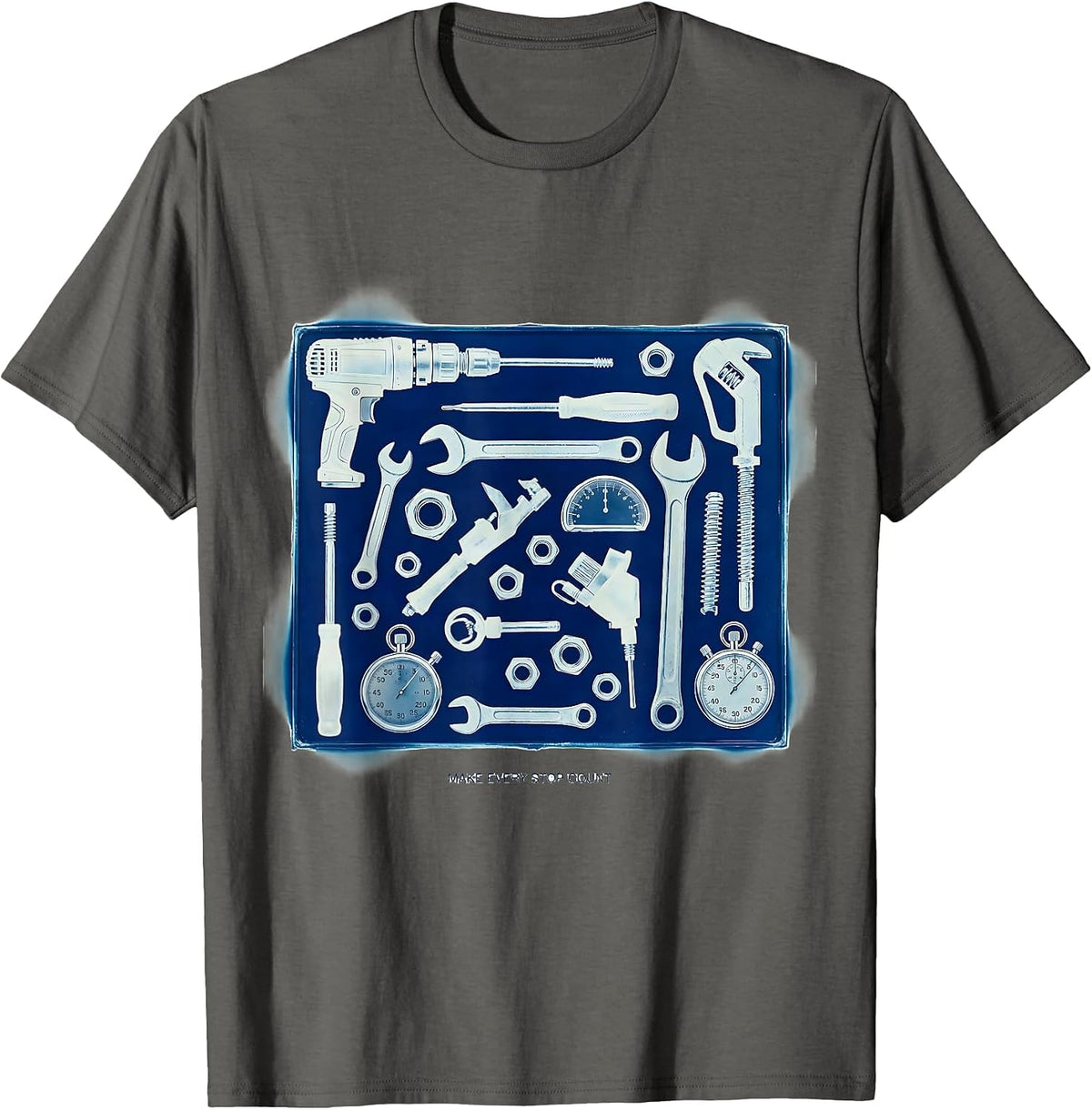 Men's Make Every Stop Count Pit Crew Racing Design T-Shirt - Asphalt Grey