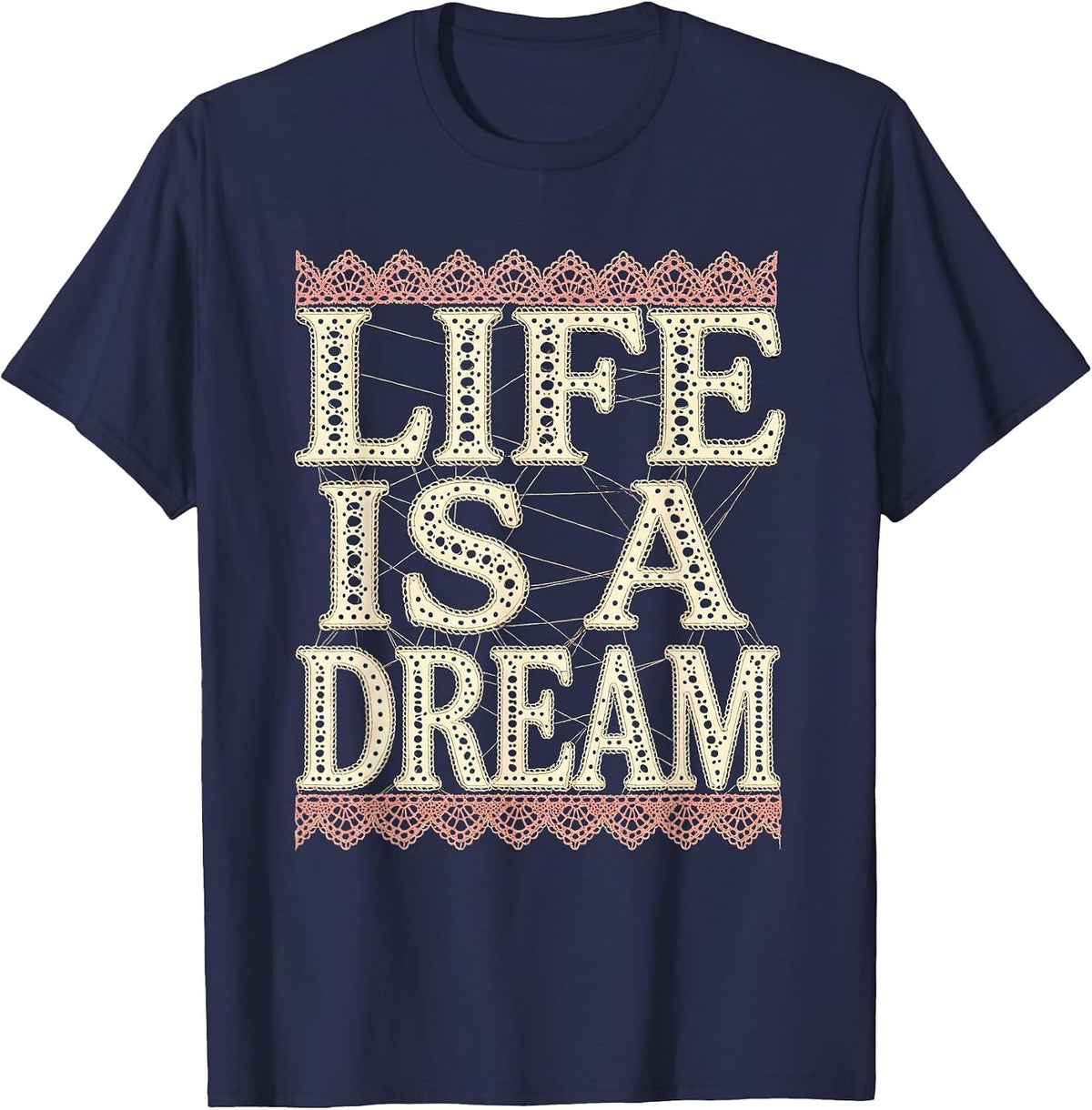 Life Is a Dream Reveur House Graphic Design T-Shirt - Navy Blue