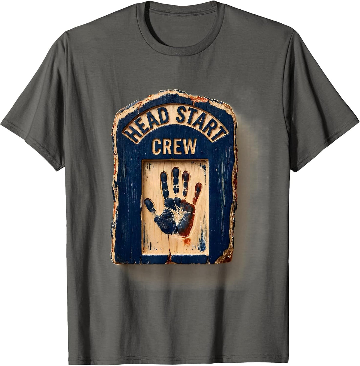 Head Start Crew Rubber Stamp Preschool Teacher Staff T-Shirt - Asphalt Grey