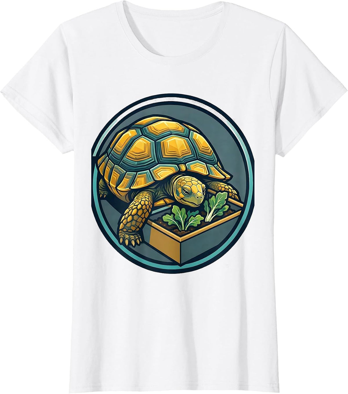 Sealed Turtle Badge Flat Vector Pet Lover Humor T-Shirt - White