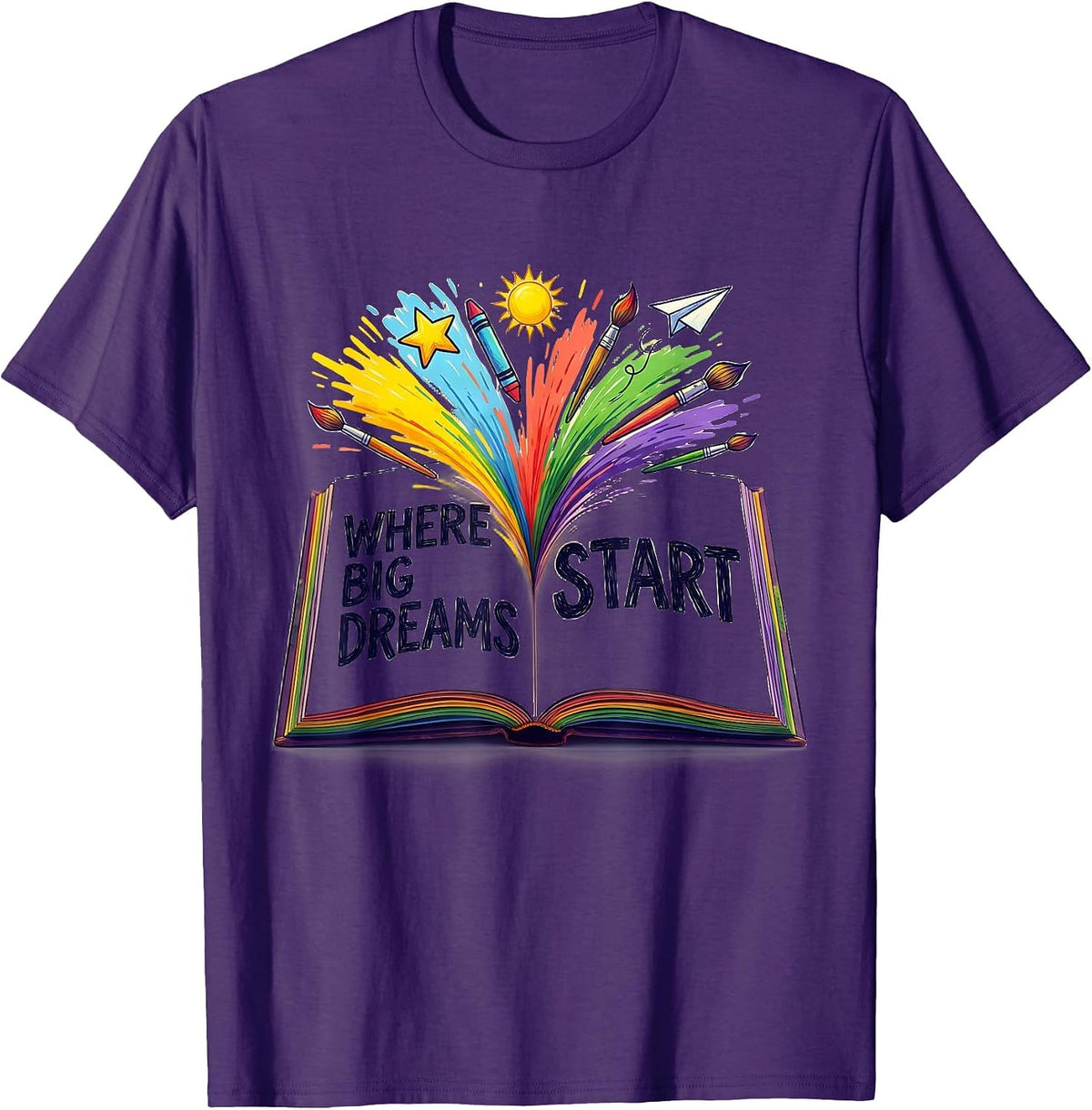 Men's Where Big Dreams Start Preschool Teacher Design T-Shirt - Purple