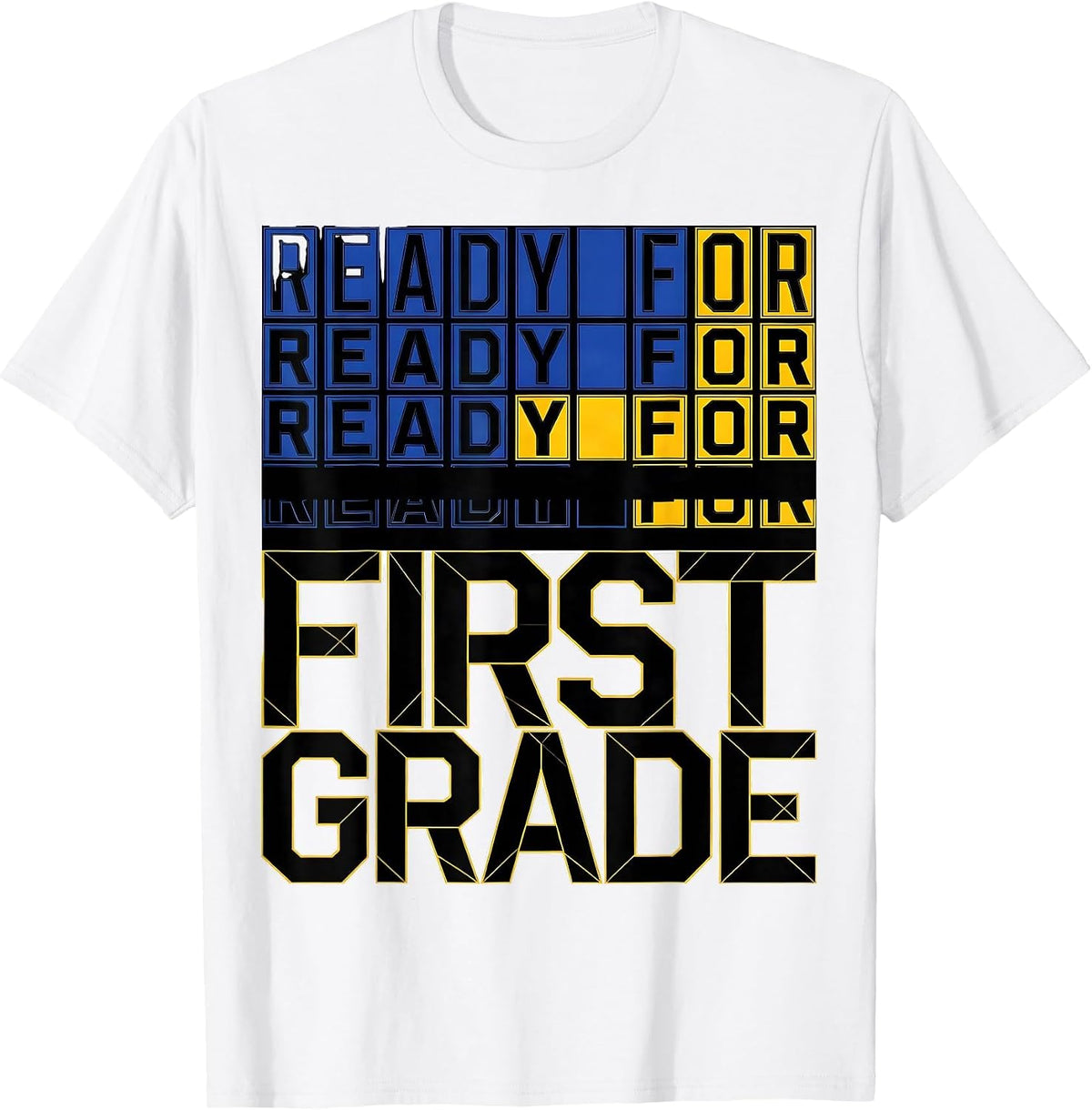 Men's Ready For First Grade Geometric Preppy First Grade Girl Back T-Shirt - White