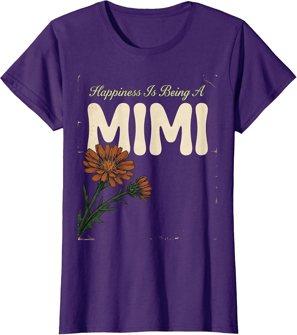 Women's Happiness Is Being A Mimi Vintage Grandma Mother's Day T-Shirt - Purple