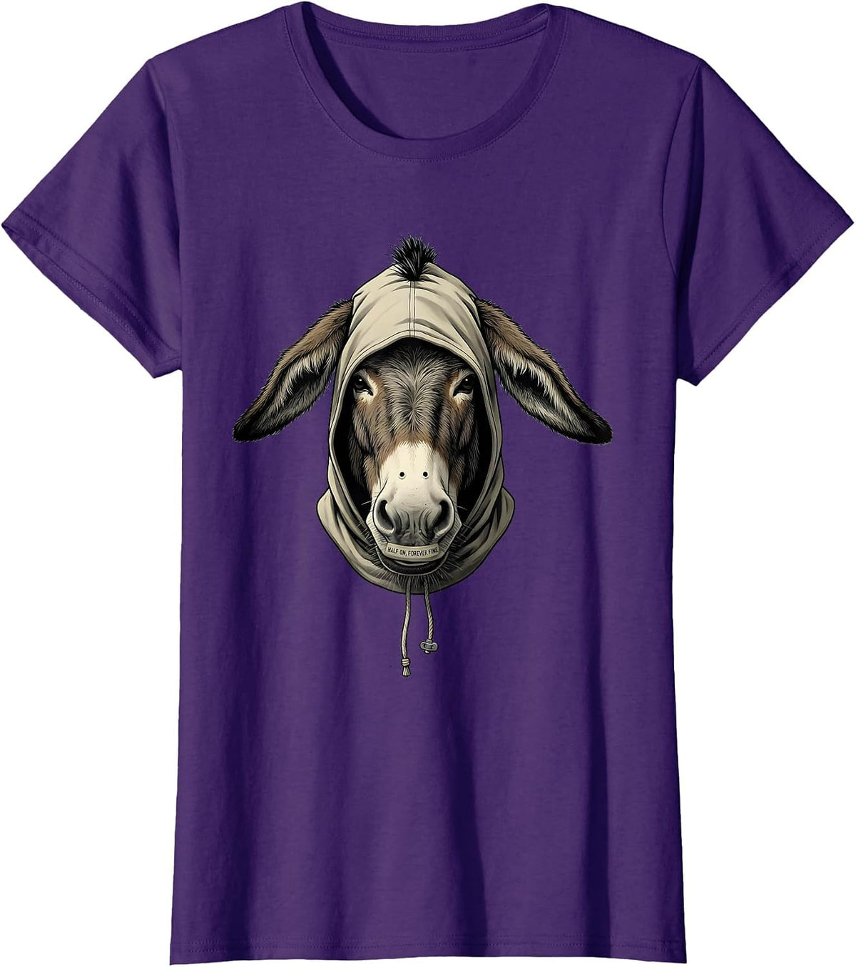 Women's Costume Half On Forever Fine Funny Donkey Animal Lover Humor T-Shirt - Purple
