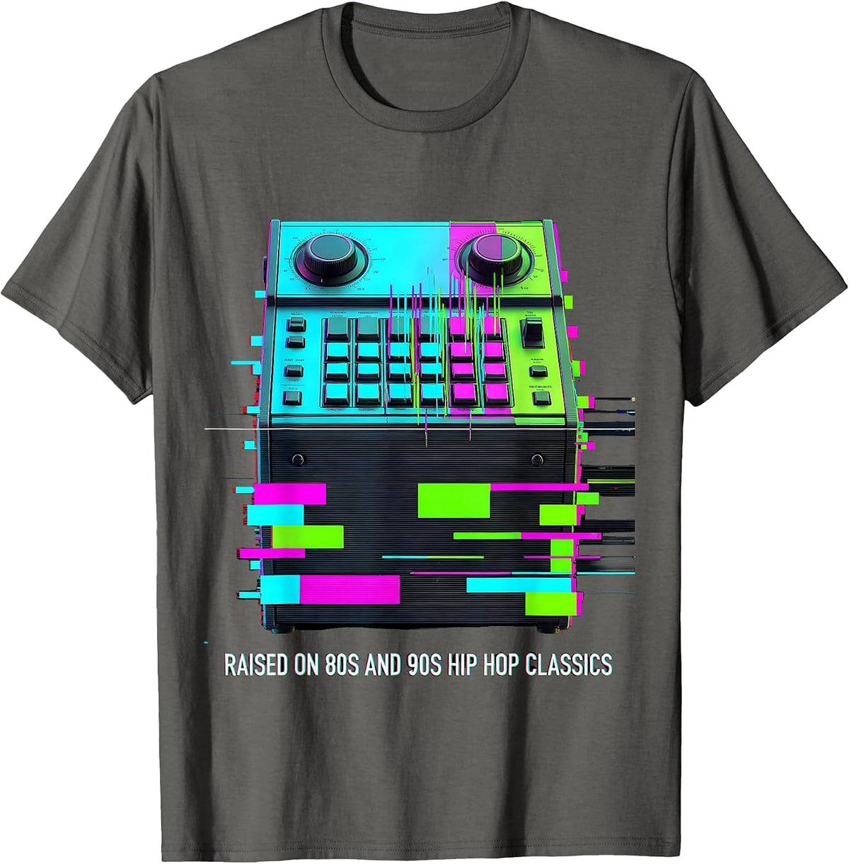 Men's Raised On 80s And 90s Hip Hop Classics Retro Nostalgia T-Shirt - Asphalt Grey