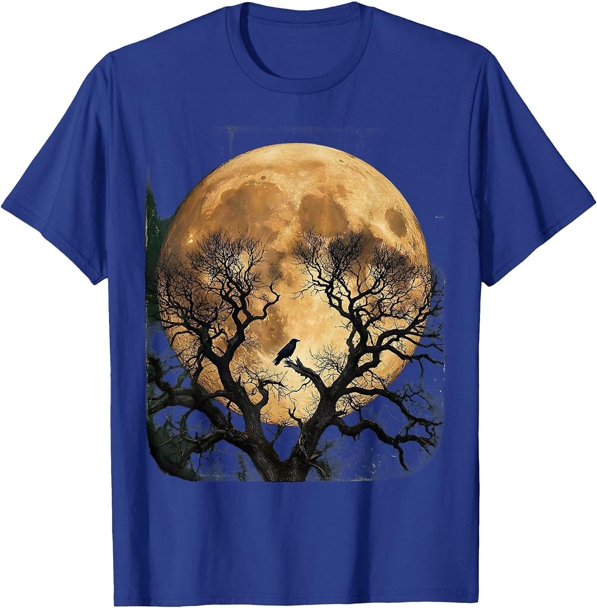 Dead Forest Full Moon Halloween Graphic T-Shirt - Royal Blue