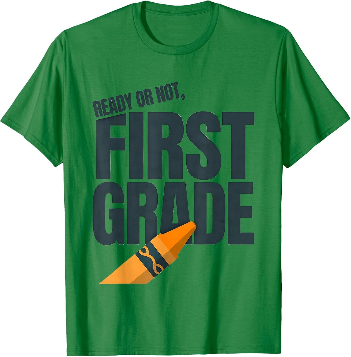 Men's Ready Or Not, First Grade Editorial Conceptual Back T-Shirt - Kelly Green
