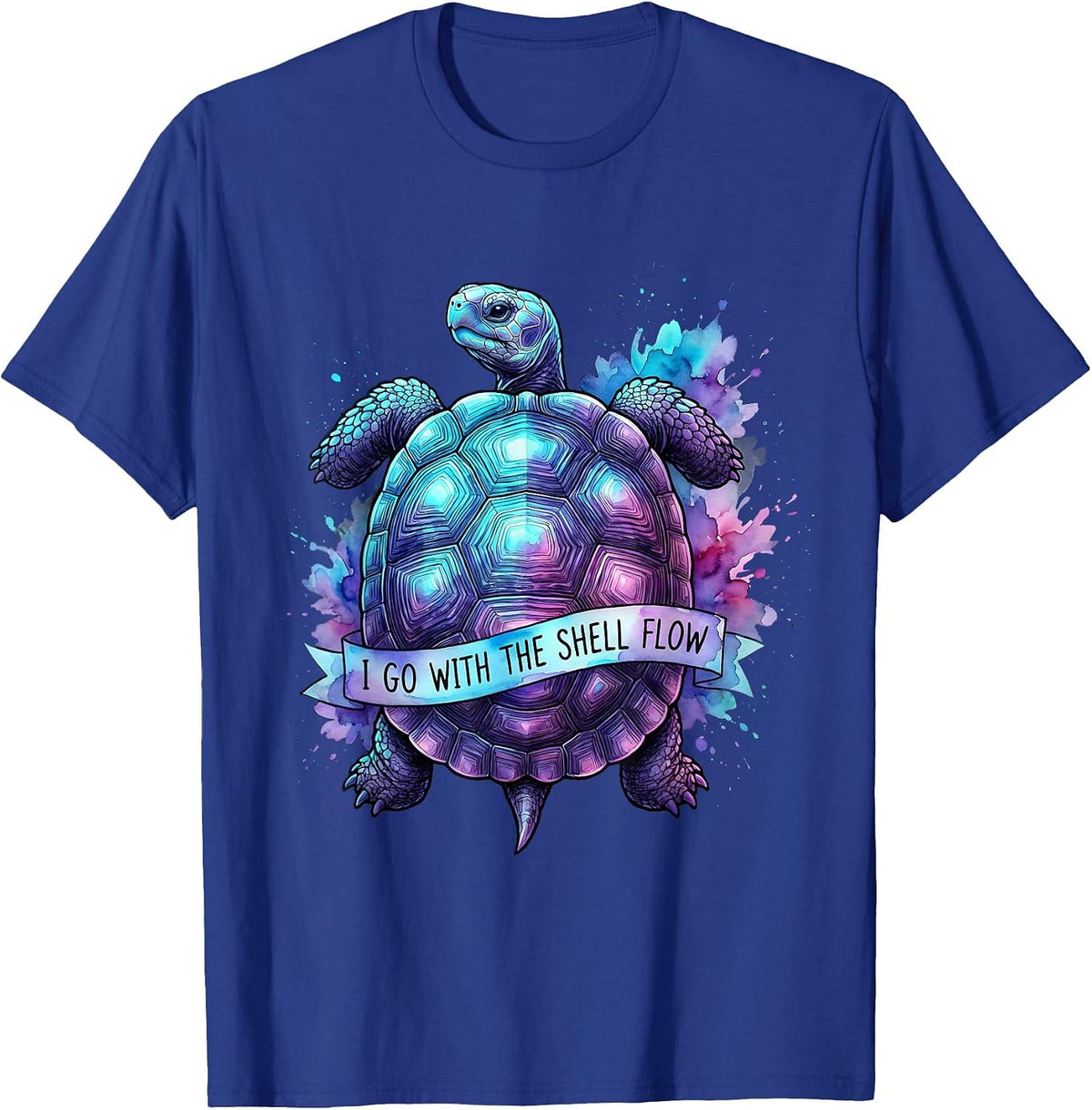 I Go With The Shell Flow Funny Turtle Lover Pet Enthusiast T-Shirt - Royal Blue