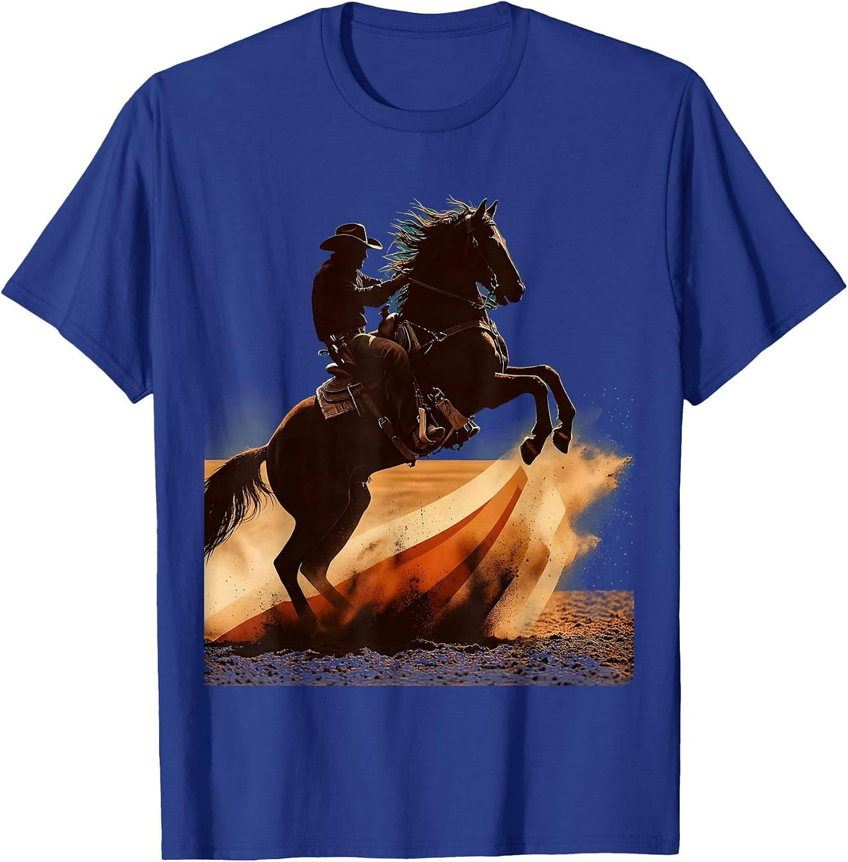 Men's Rodeo Horse and Rider Arena Dust Cloud Graphic T-Shirt - Royal Blue
