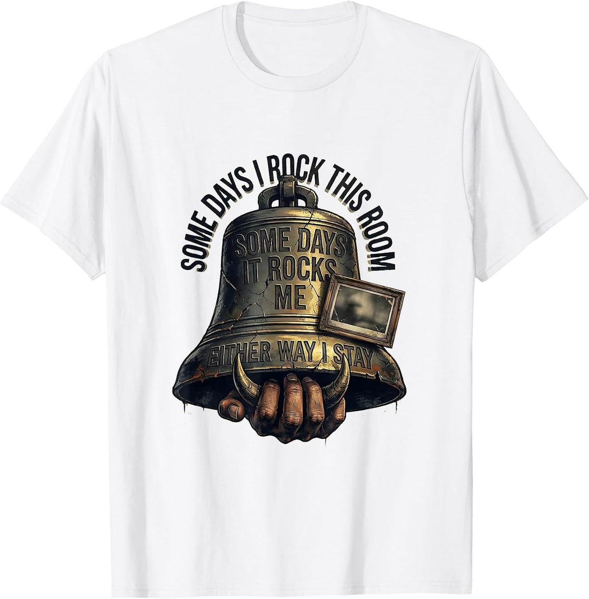 Men's Some Days I Rock This Room Distressed Rock On Classroom T-Shirt - White