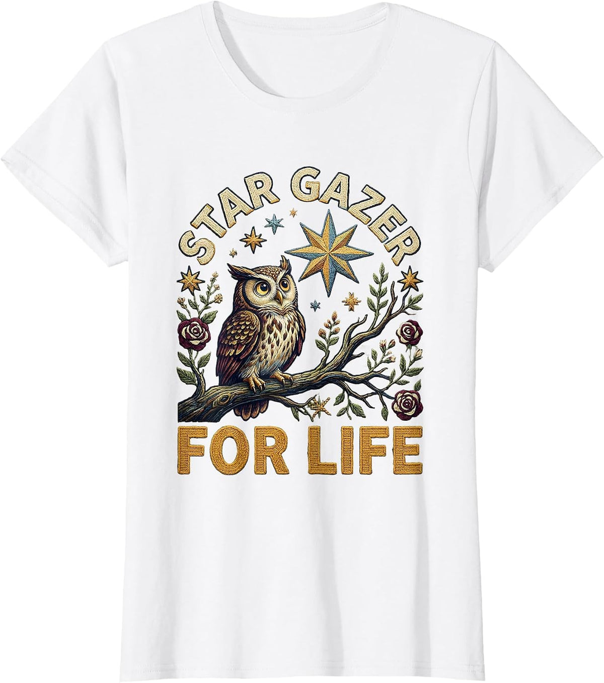 Star Gazer For Life Astronomy Design T-Shirt - White