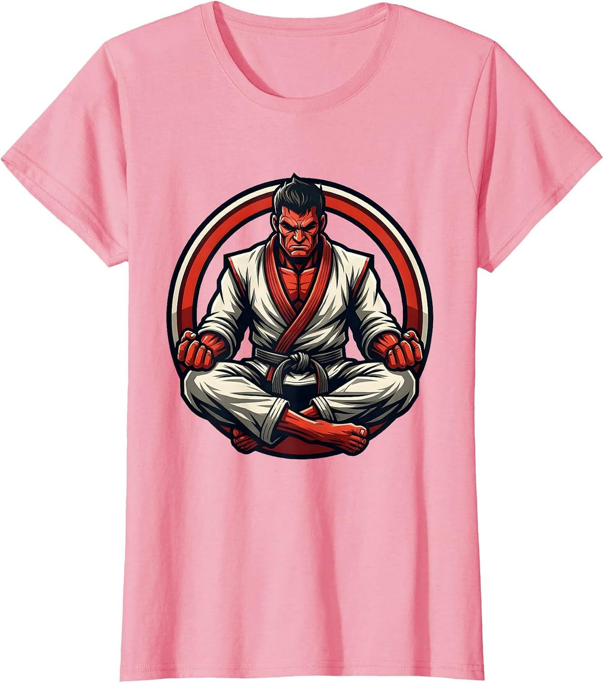 Women's Jiu Jitsu Meditating Warrior Competition Mat T-Shirt - Pink