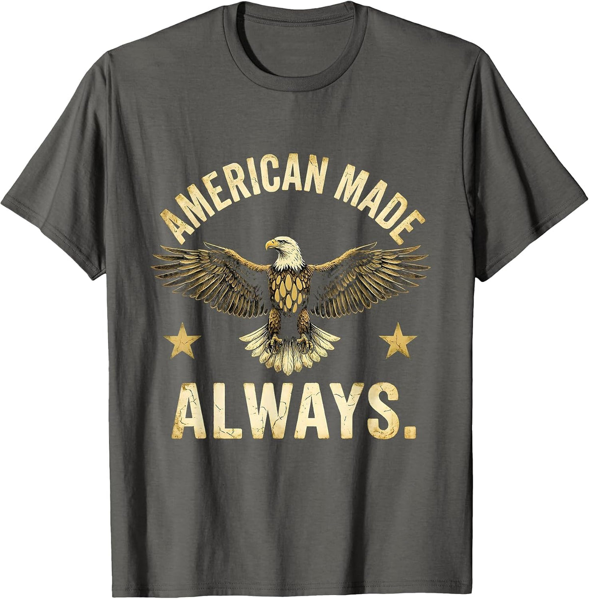 American Made Always Patriotic USA Design T-Shirt - Asphalt Grey