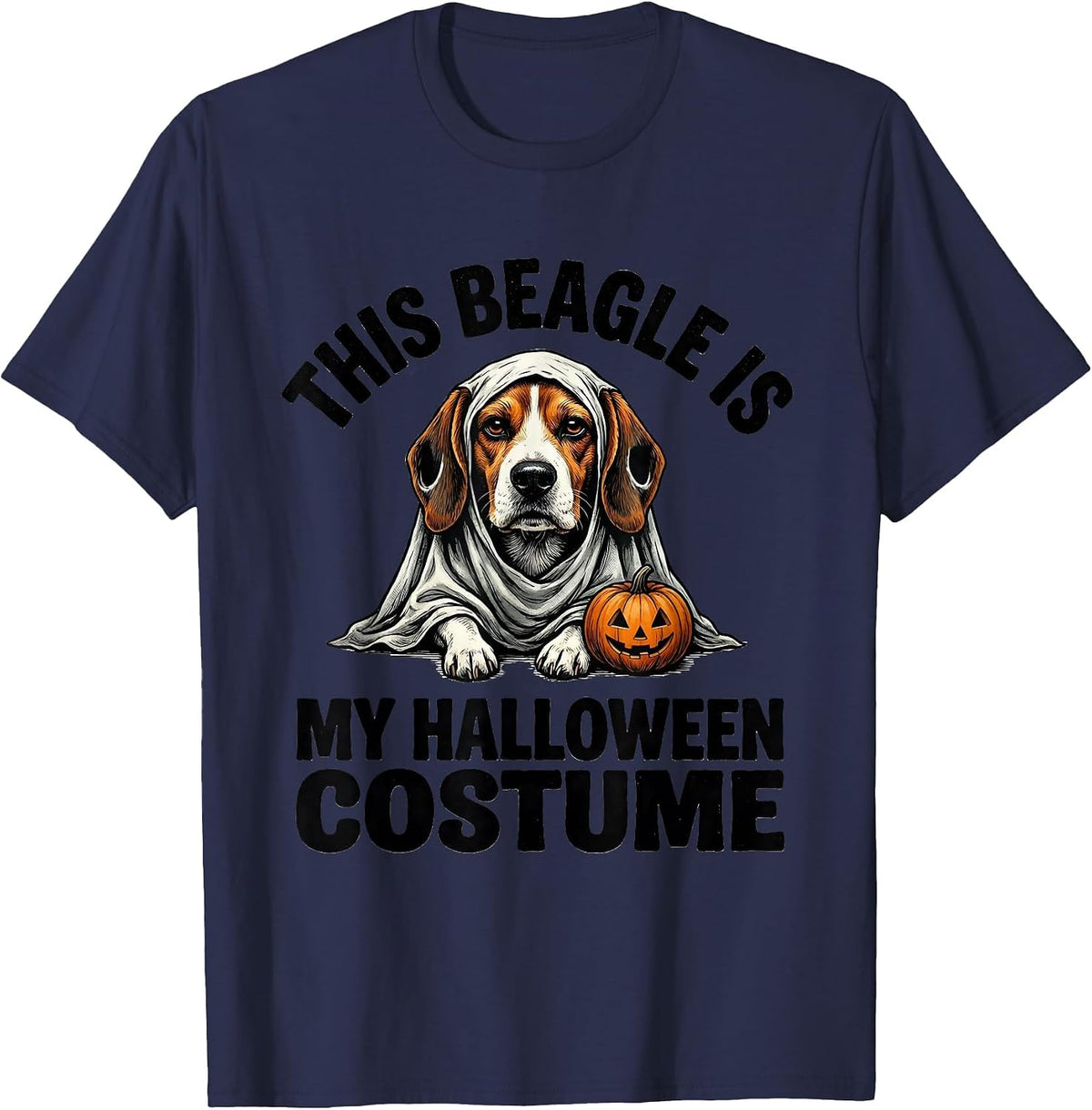 Men's This Beagle Is My Halloween Costume Funny Dog Lover Ghost T-Shirt - Navy Blue