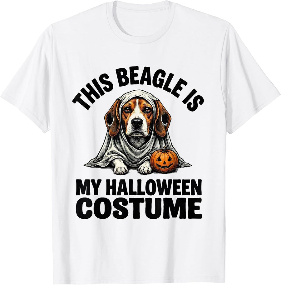 Men's This Beagle Is My Halloween Costume Funny Dog Lover Ghost T-Shirt - White