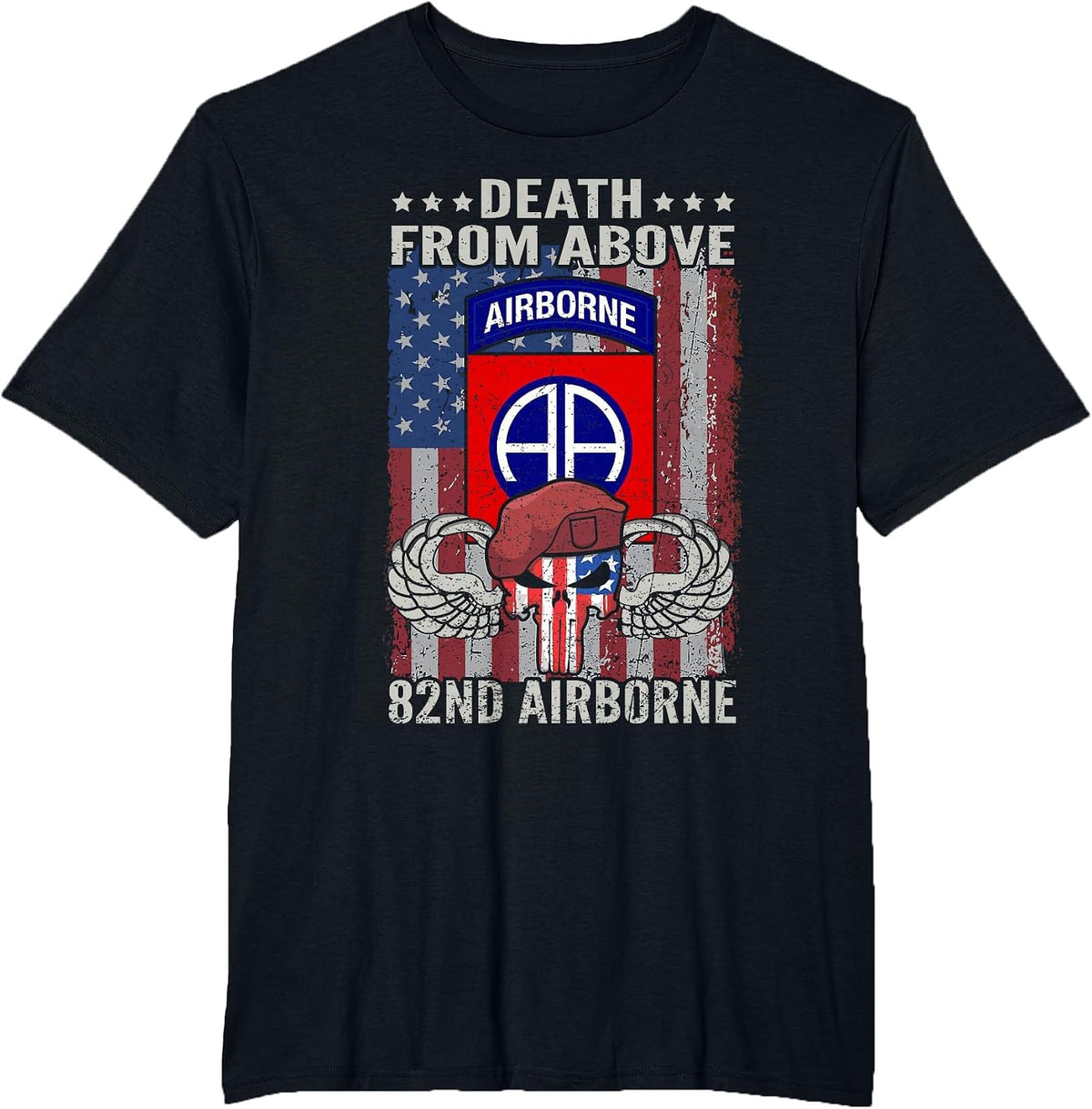 Death from Above USA 82nd Airborne Division Veteran T-Shirt - Black