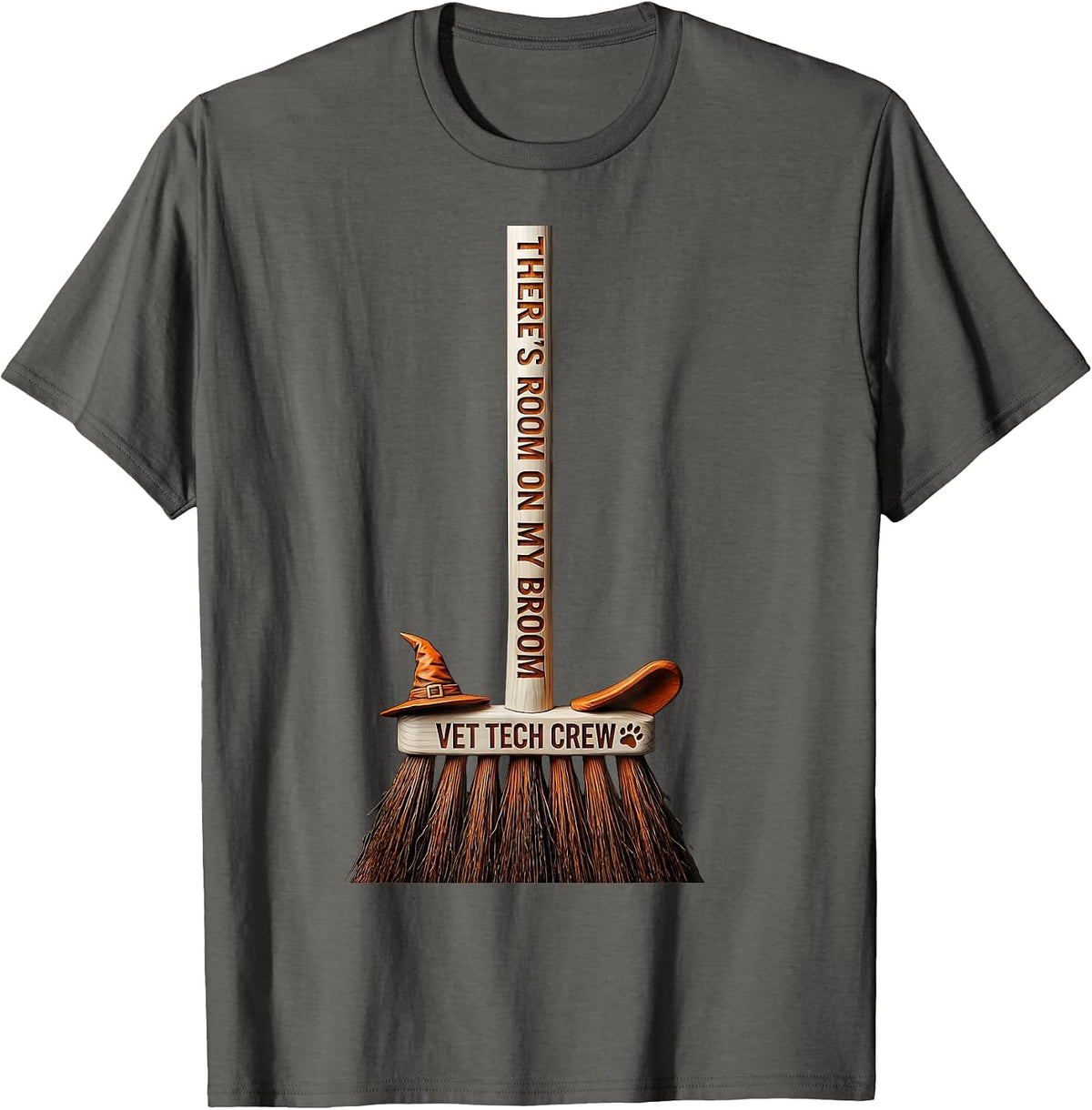Men's There's Room On My Broom Vet Tech Crew Halloween T-Shirt - Asphalt Grey