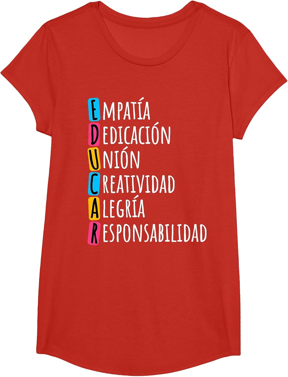 Educar - Bilingual Spanish Teacher T-Shirt - Girls Red