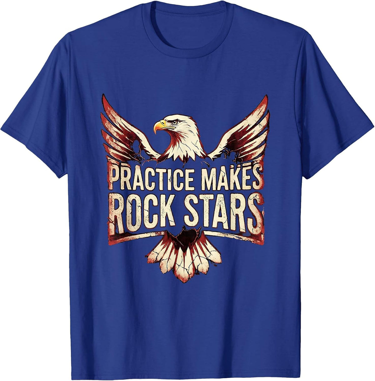 Practice Makes Rock Stars Music Design T-Shirt - Royal Blue