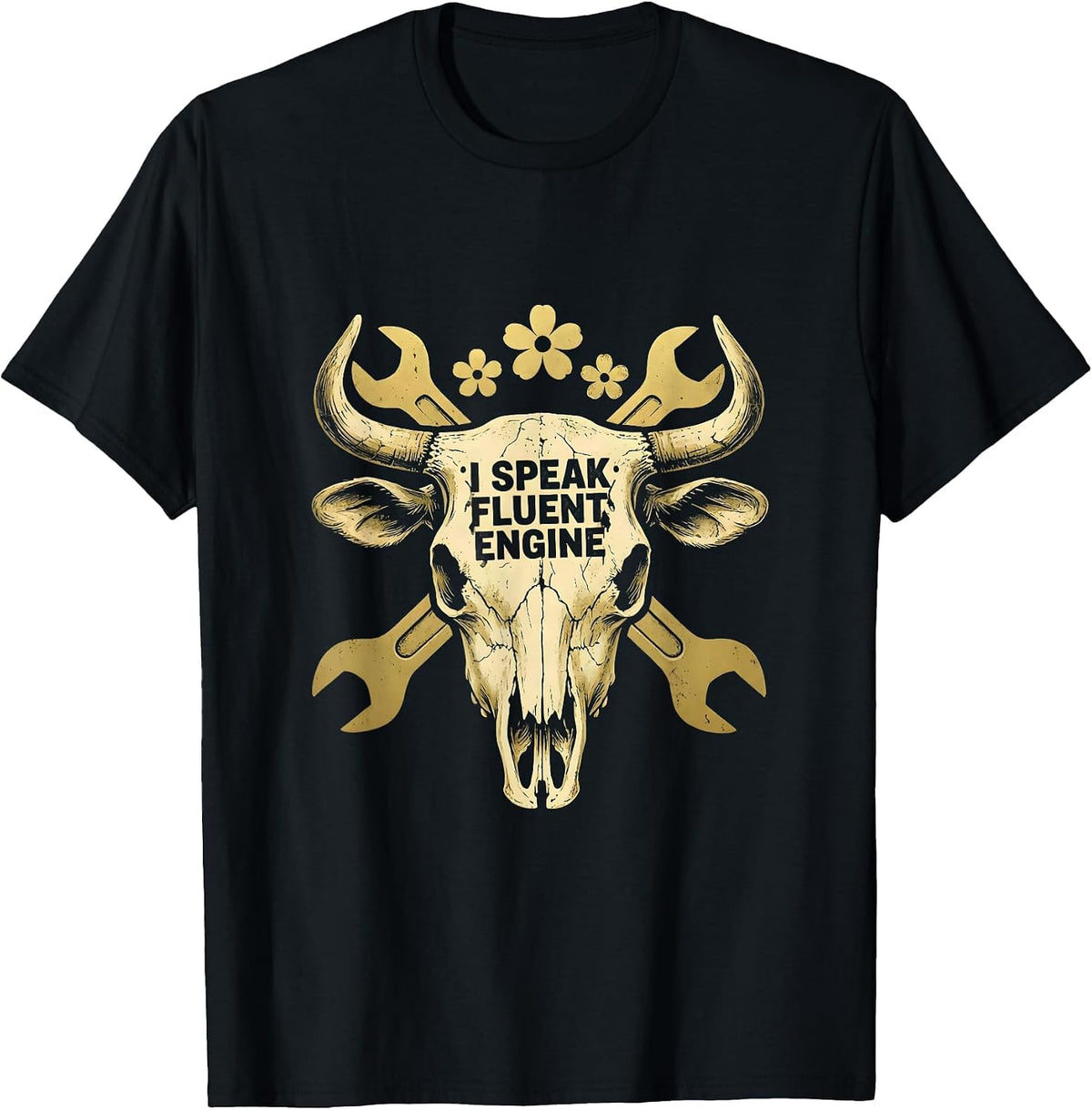 Men's I Speak Fluent Engine Mechanic Graphic Design T-Shirt - Black
