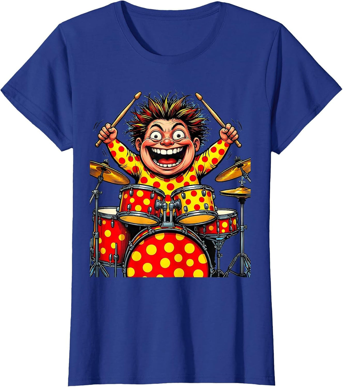 Women's Polka Dot Drums Boy Drummer Graphic T-Shirt - Royal Blue
